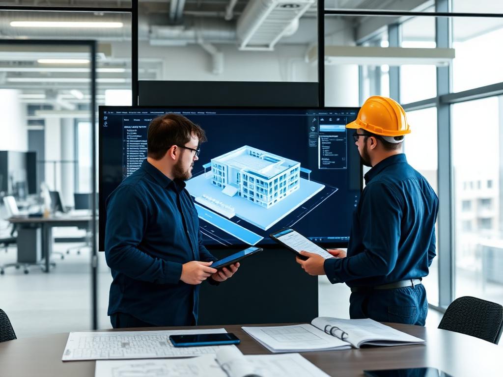 Equipe oBrix em reunião técnica com modelo BIM